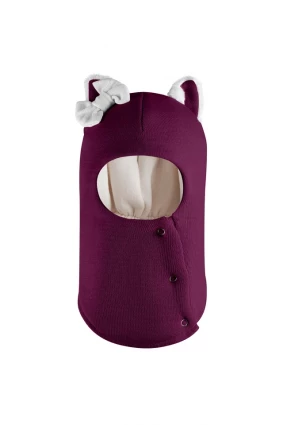 Зимова шапочка-шолом Corona.hm "Кицюня" з кнопочками бордо