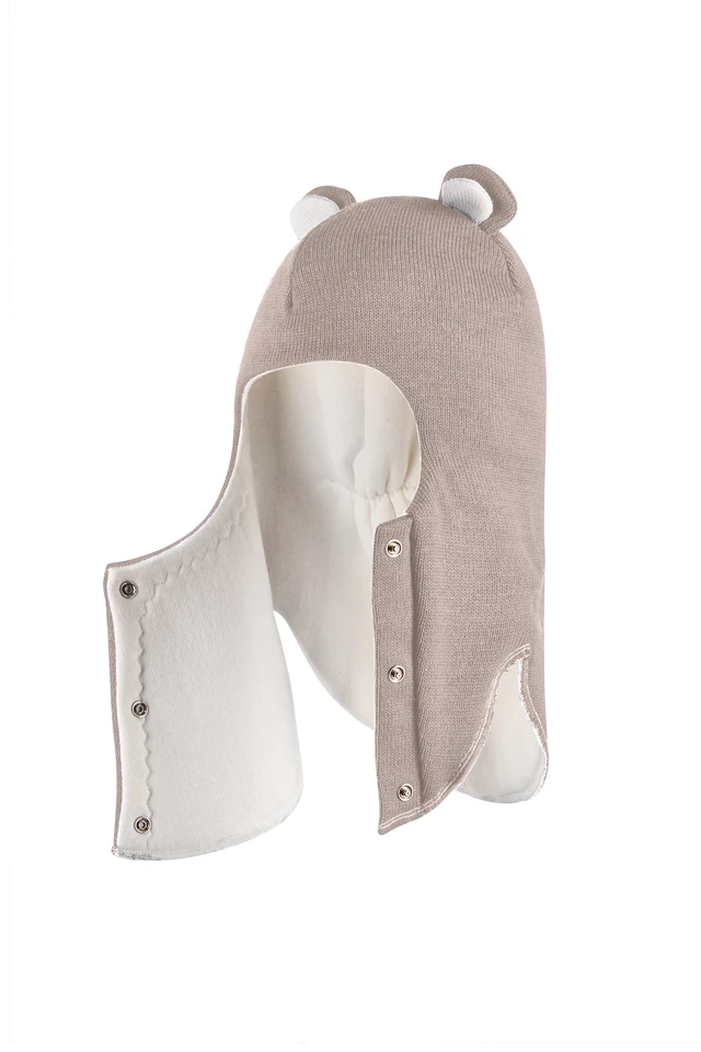 Зимняя шапочка-шлем Corona.hm "Мишутка" на кнопках латте