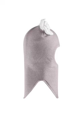 Зимняя шапочка-шлем Corona.hm "Кошечка" на кнопочках дымка