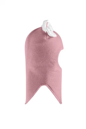 Зимняя шапочка-шлем Corona.hm "Кошечка" на кнопочках пыльно-розовый