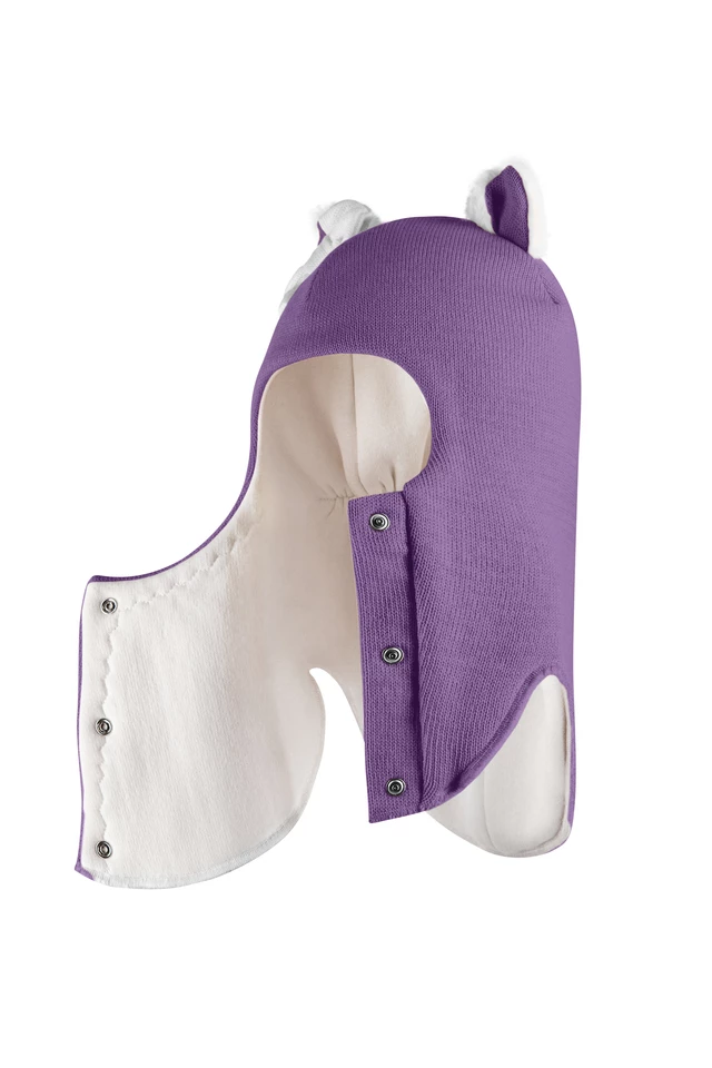 Зимняя шапочка-шлем Corona.hm "Кошечка" на кнопочках  фиалка