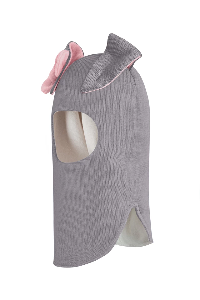 Зимняя шапочка шлем Corona.hm "Зайка" дымка розовый бантик