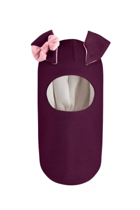 Зимова шапочка-шолом Corona.hm "Зайка" бордо  рожевий бантик