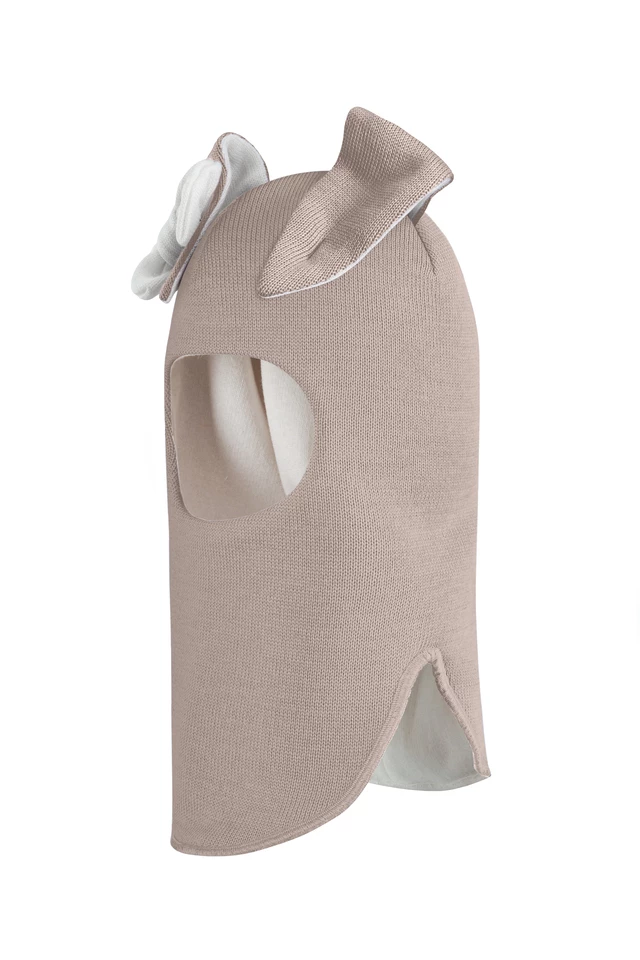 Зимова шапочка-шолом Corona.hm "Зайка" лате білий бантик