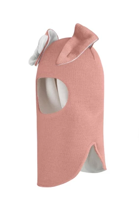 Зимова шапочка-шолом Corona.hm "Зайка" пудра білий бантик