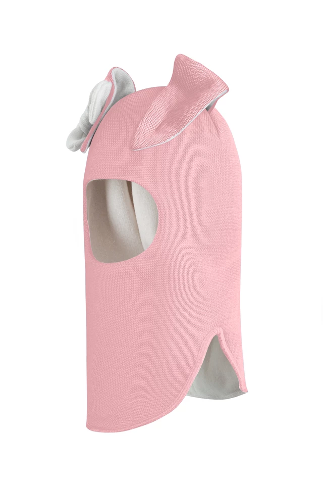 Зимняя шапочка шлем Corona.hm "Зайка" розовый белый бантик