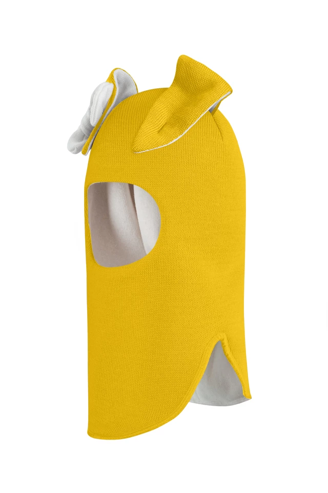 Зимняя шапочка шлем Corona.hm "Зайка" солнце белый бантик