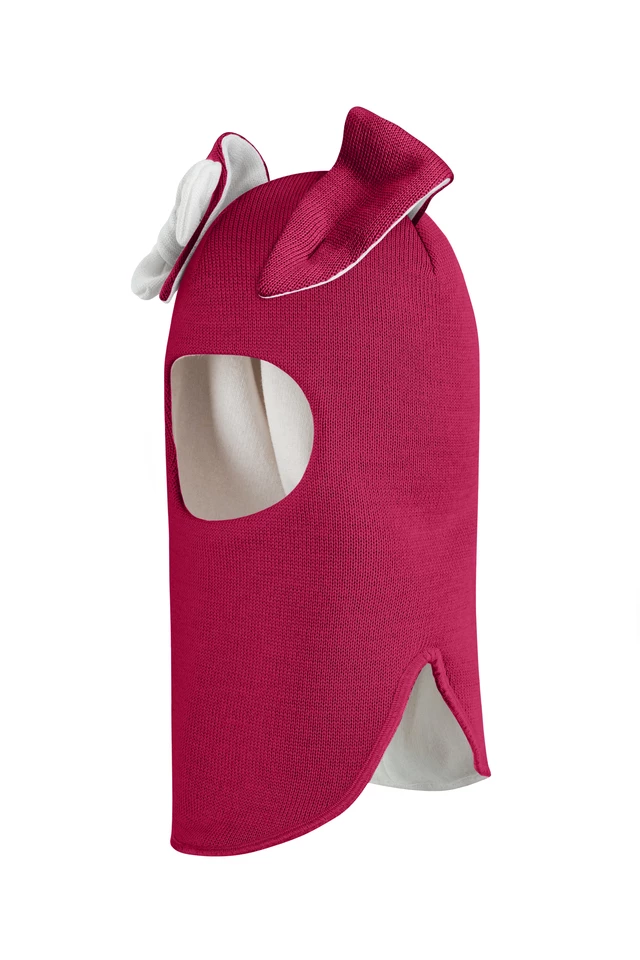 Зимова шапочка-шолом Corona.hm "Зайка" ягідний білий бантик