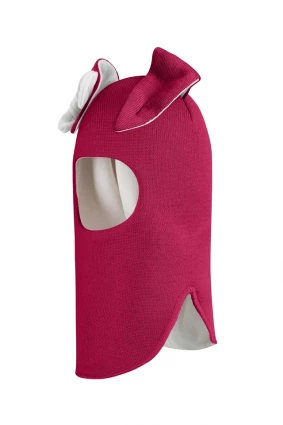 Зимова шапочка-шолом Corona.hm "Зайка" ягідний білий бантик