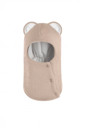 Зимова шапочка-шолом Corona.hm "Міс Левиця"  із кнопками беж золотий