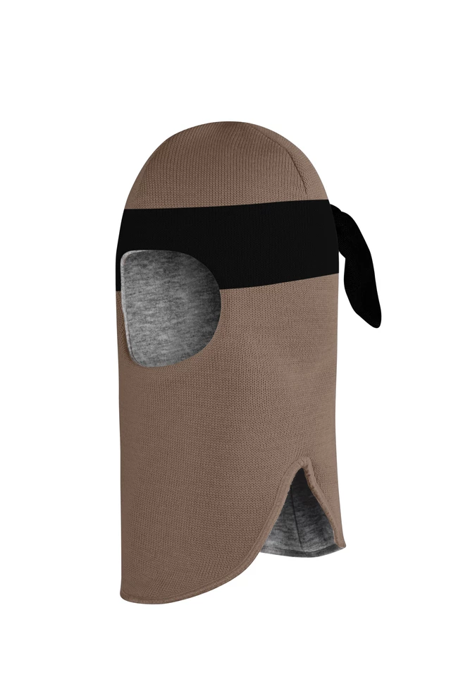 Зимняя шапочка шлем Corona.hm "Ниндзя" молочный шоколад