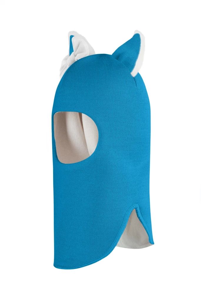 Зимняя шапочка-шлем Corona.hm "Лисичка" бирюза