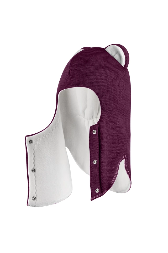 Зимняя шапочка-шлем Corona.hm “Лев” на кнопках бордо
