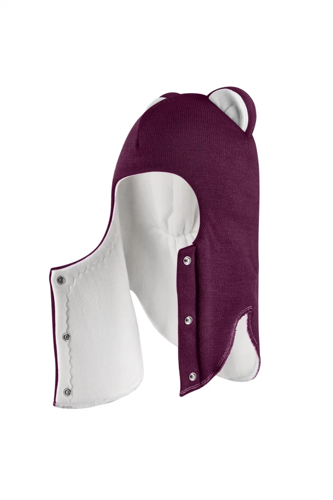 Зимняя шапочка-шлем Corona.hm “Лев” на кнопках бордо