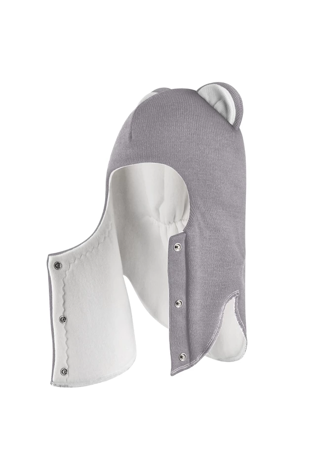 Зимняя шапочка-шлем Corona.hm “Лев” на кнопках дымка