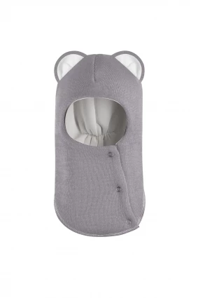 Зимняя шапочка-шлем Corona.hm “Лев” на кнопках дымка