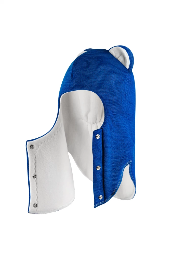 Зимняя шапочка-шлем Corona.hm “Лев” на кнопках электрик