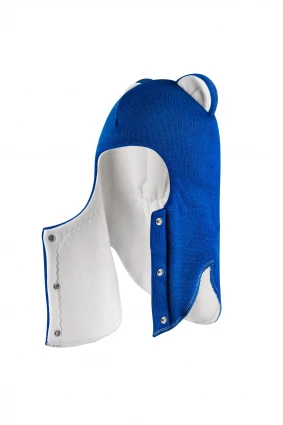 Зимняя шапочка-шлем Corona.hm “Лев” на кнопках электрик