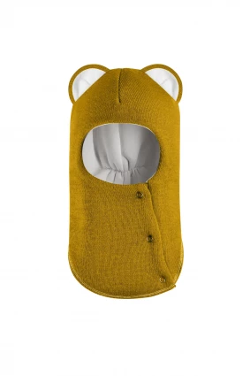 Зимняя шапочка-шлем Corona.hm “Лев” на кнопках медовый