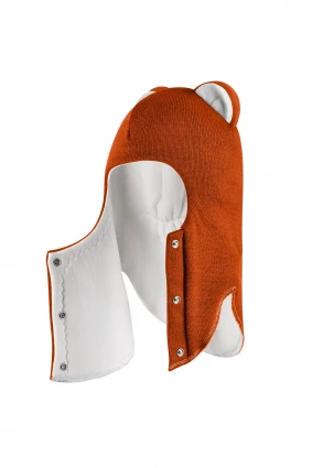 Зимняя шапочка-шлем Corona.hm “Лев” на кнопках оранж