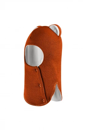 Зимняя шапочка-шлем Corona.hm “Лев” на кнопках оранж