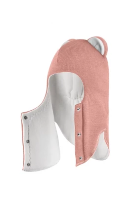 Зимова шапочка-шолом Corona.hm “Лев” із кнопками  пудра