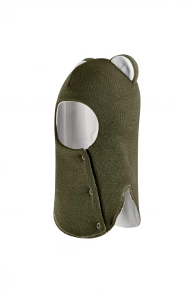 Зимняя шапочка-шлем Corona.hm “Лев” на кнопках хаки