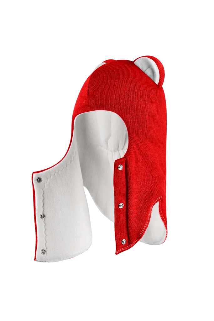 Зимова шапочка-шолом Corona.hm “Лев” із кнопками  червоний