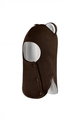 Зимняя шапочка-шлем Corona.hm “Лев” на кнопках шоколад