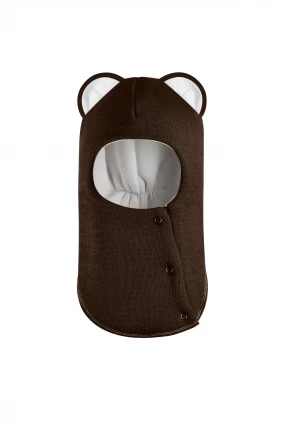 Зимняя шапочка-шлем Corona.hm “Лев” на кнопках шоколад