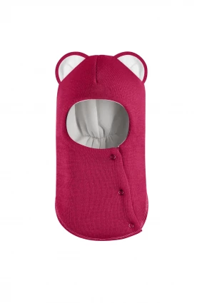 Зимняя шапочка-шлем Corona.hm “Лев” на кнопках ягодный