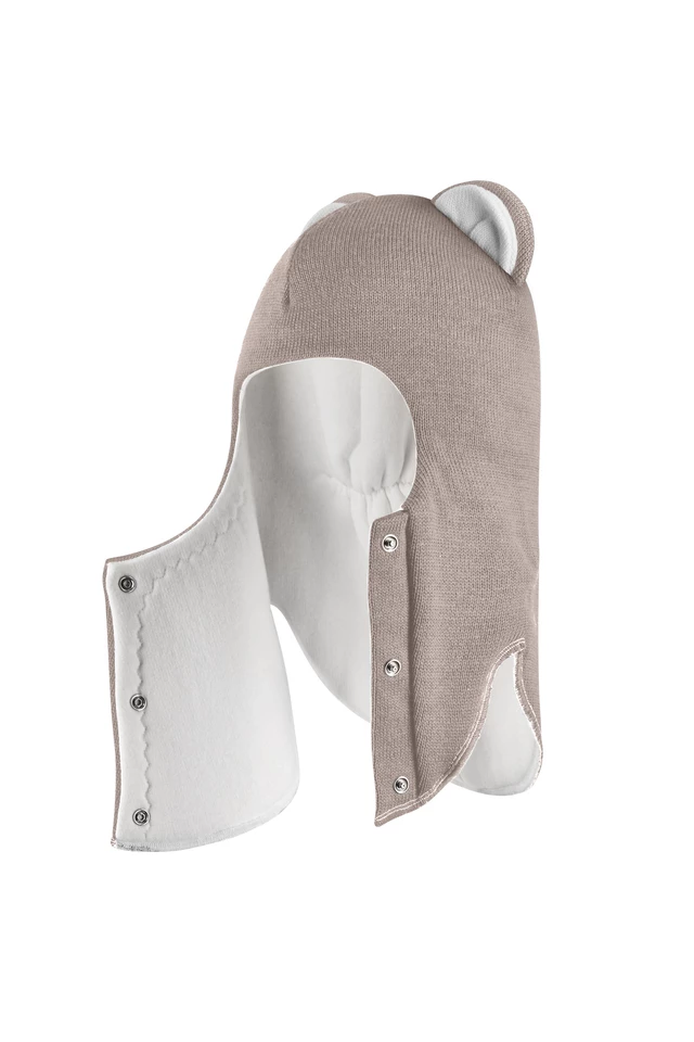 Зимова шапочка-шолом Corona.hm "Міс Левиця"  із кнопками  капучіно