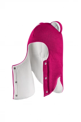 Зимова шапочка-шолом Corona.hm "Міс Левиця"  із кнопками  малина