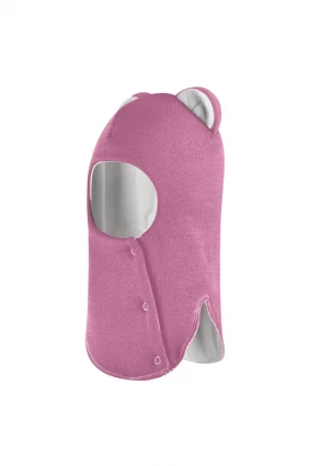 Зимова шапочка-шолом Corona.hm "Міс Левиця"  із кнопками  пильно-рожевий