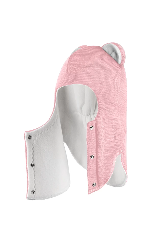 Зимова шапочка-шолом Corona.hm "Міс Левиця"  із кнопками  рожевий