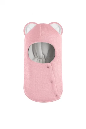 Зимова шапочка-шолом Corona.hm "Міс Левиця"  із кнопками  рожевий