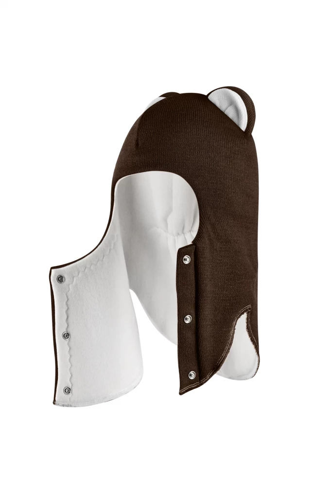 Зимова шапочка-шолом Corona.hm "Міс Левиця"  із кнопками  шоколад