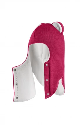 Зимняя шапочка шлем Corona.hm "Мисс Львица" на кнопках ягодный