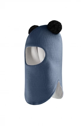 Зимова шапочка-шолом Corona.hm "Пандочка з чорними помпонами" джинс