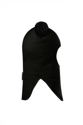 Зимова шапочка-шолом Corona.hm "Пандочка з чорними помпонами" чорний