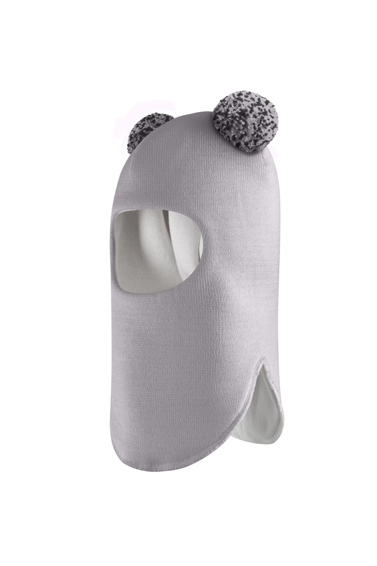 Зимова шапочка-шолом Corona.hm "Пандочка з помпонами МЕЛАНЖ" димка