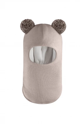 Зимова шапочка-шолом Corona.hm "Пандочка з помпонами МЕЛАНЖ" капучіно