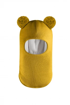 Зимова шапочка-шолом Corona.hm "Пандочка з помпонами МЕЛАНЖ" медовий