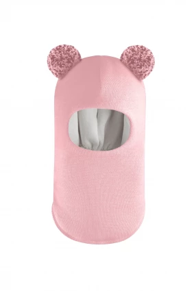 Зимова шапочка-шолом Corona.hm "Пандочка з помпонами МЕЛАНЖ" рожевий