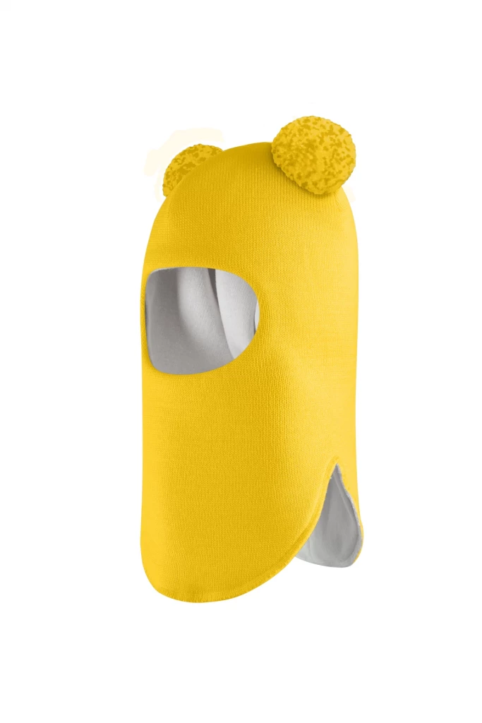 Зимова шапочка-шолом Corona.hm "Пандочка з помпонами МЕЛАНЖ" сонце