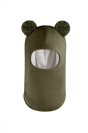 Зимова шапочка-шолом Corona.hm "Пандочка з помпонами МЕЛАНЖ" хакі
