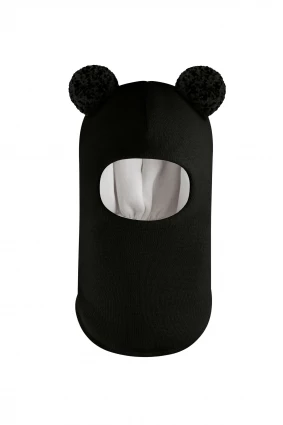 Зимова шапочка-шолом Corona.hm "Пандочка з помпонами МЕЛАНЖ" чорний