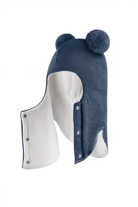 Зимова шапочка-шолом Corona.hm "Пандочка"  із кнопками  джинс