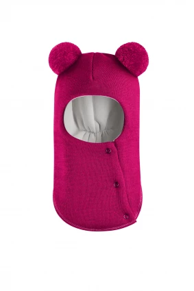 Зимова шапочка-шолом Corona.hm "Пандочка"  із кнопками  малина