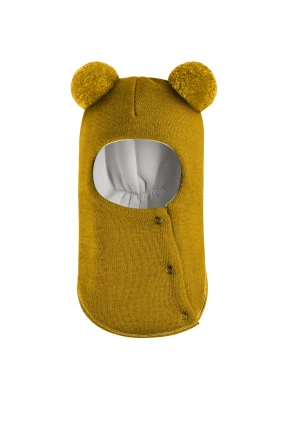 Зимова шапочка-шолом Corona.hm "Пандочка"  із кнопками  медовий